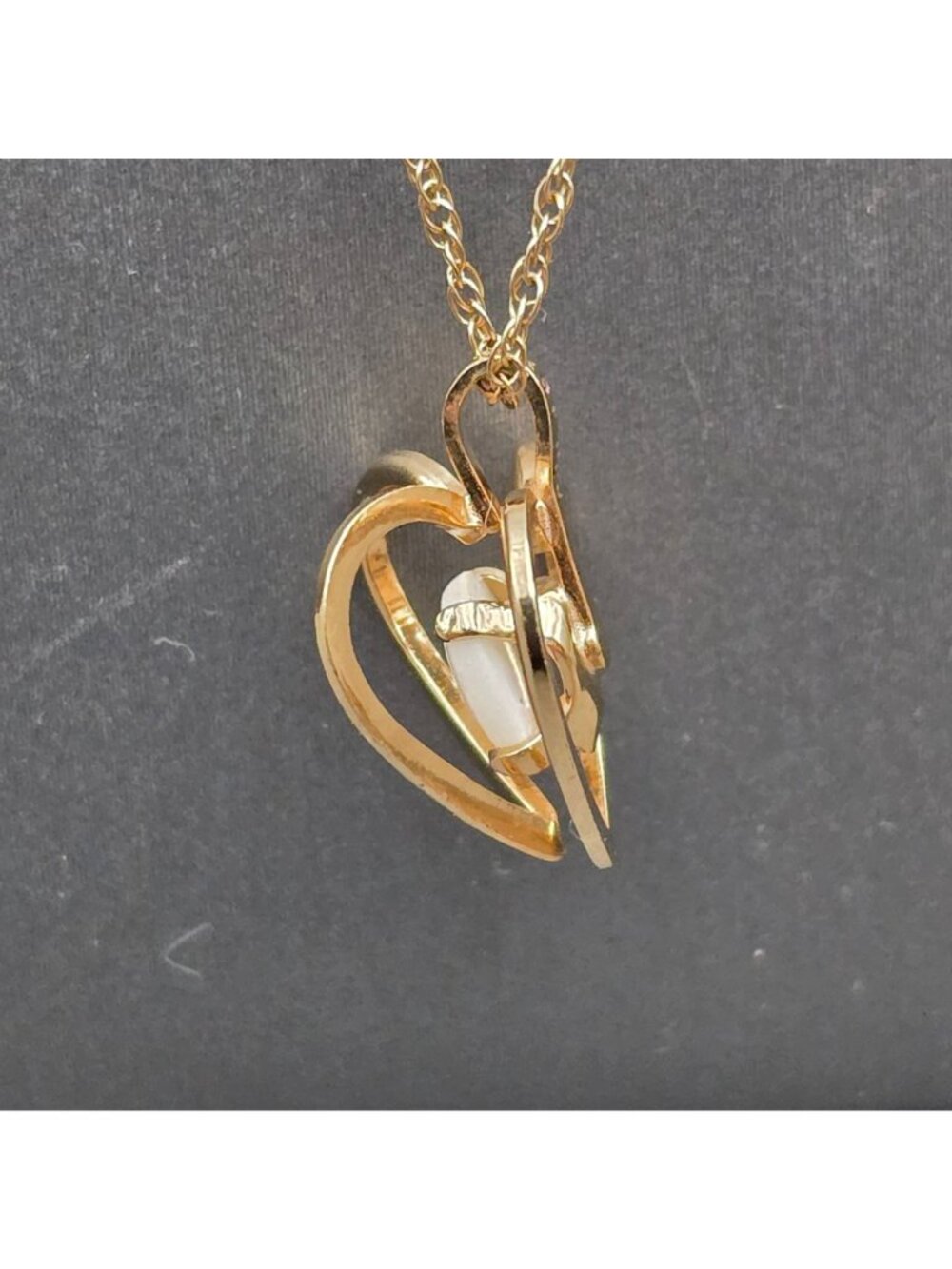 Vintage PPC 14K Gold Filled Opal Heart Pendant Necklace 18" Natural Gemstone - Picture 4 of 16